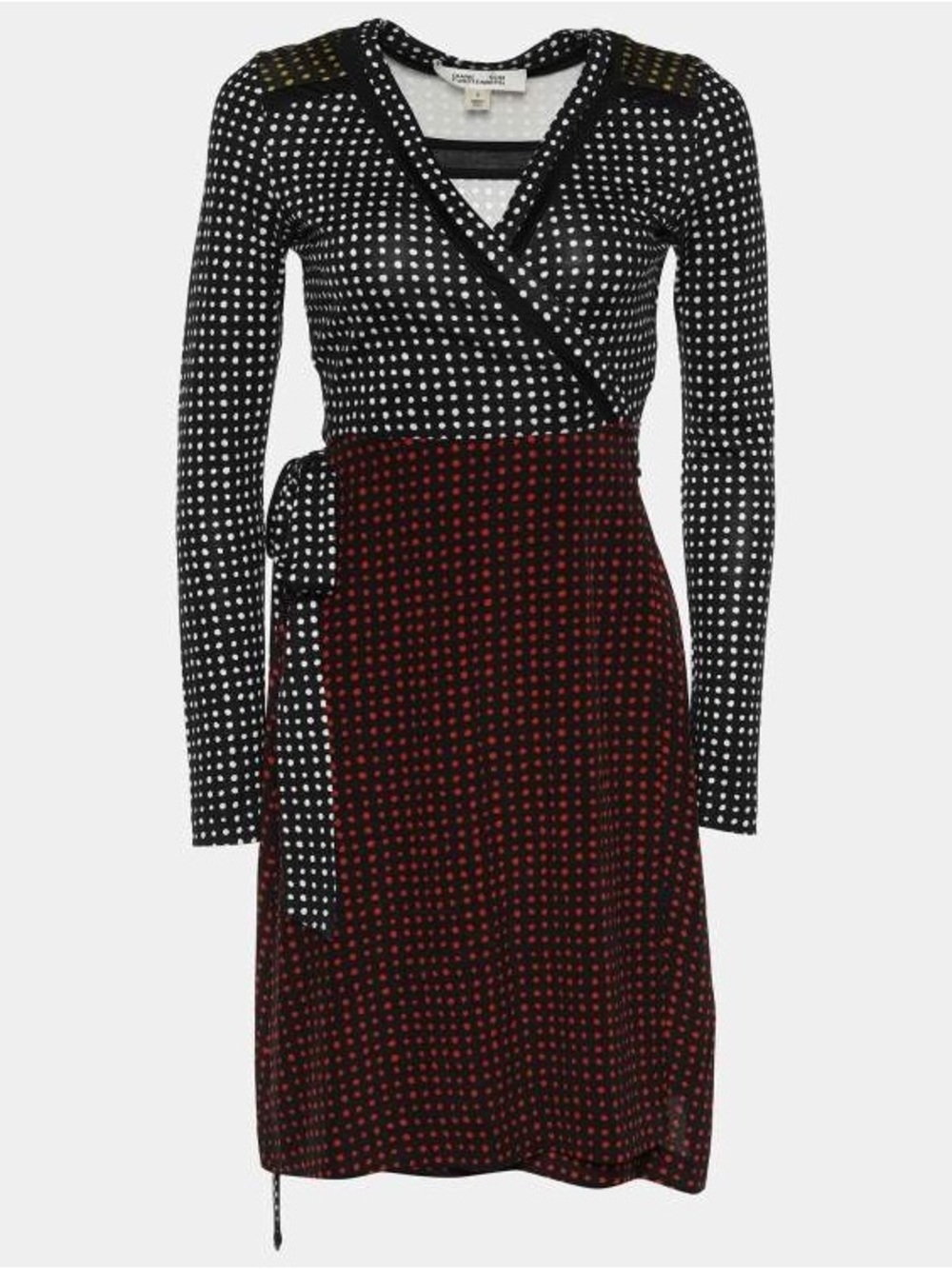 Diane von Furstenberg DVF | Silk Wrap Dress Colorblock Multicolor Polka Dot Sz 2